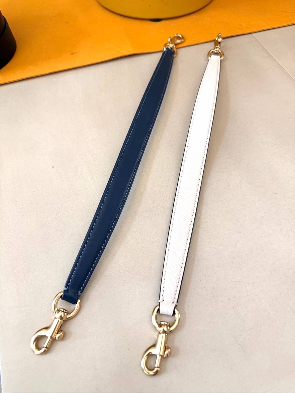 Coach Leather Bag Straps in Navy and White
